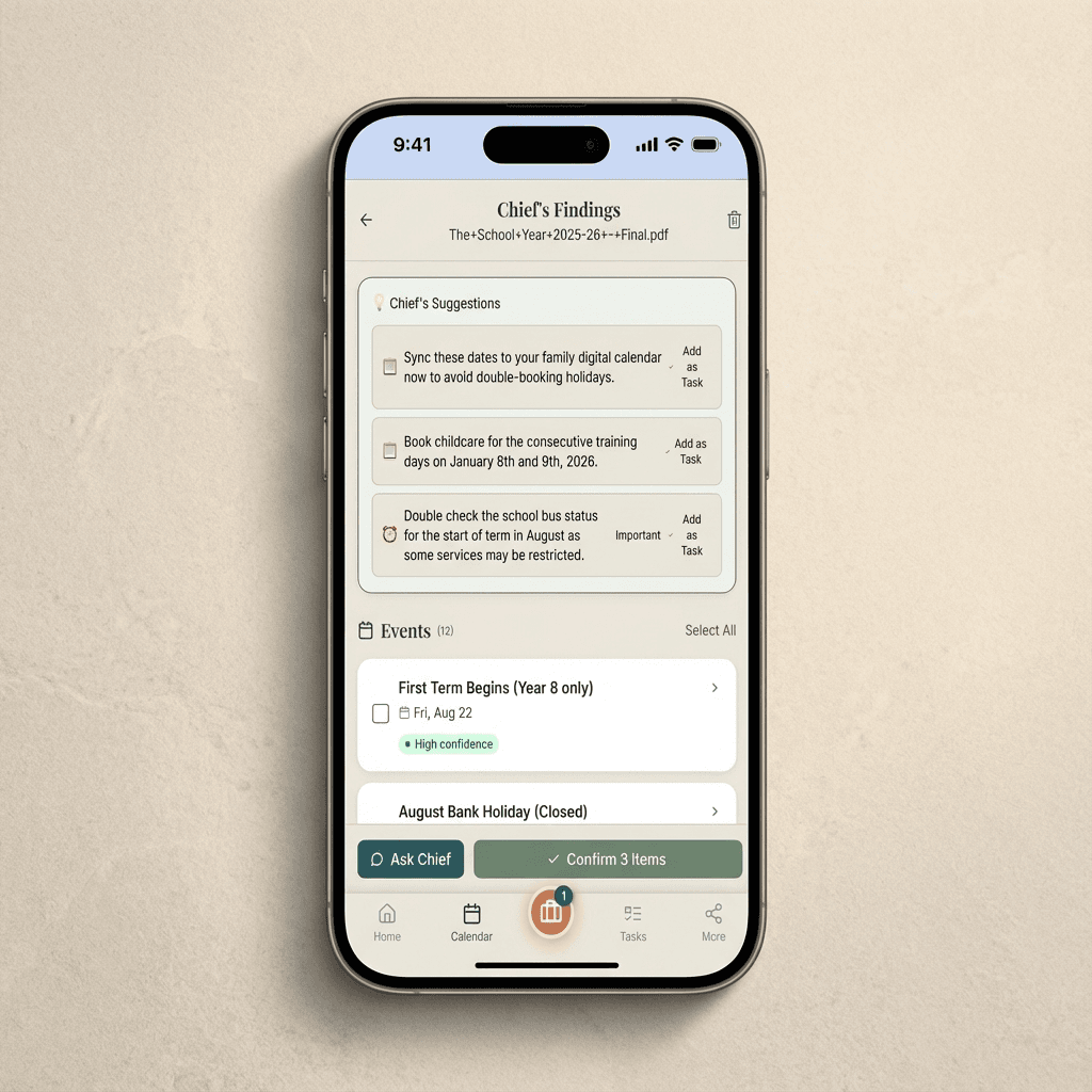 Chief extracting events from a document